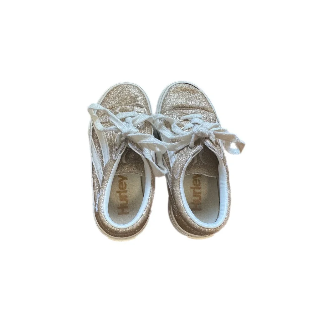 Hurley Boardy Sneakers Kids Size 11 Gold Glitter Low Top Lace Up‎